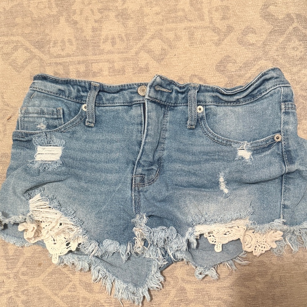 Mossimo Supply Co. Light Blue Distressed Jean Shorts